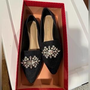 Kelly & Katie Lovelian Navy Crystal Embellished Loafers Sz 6.5